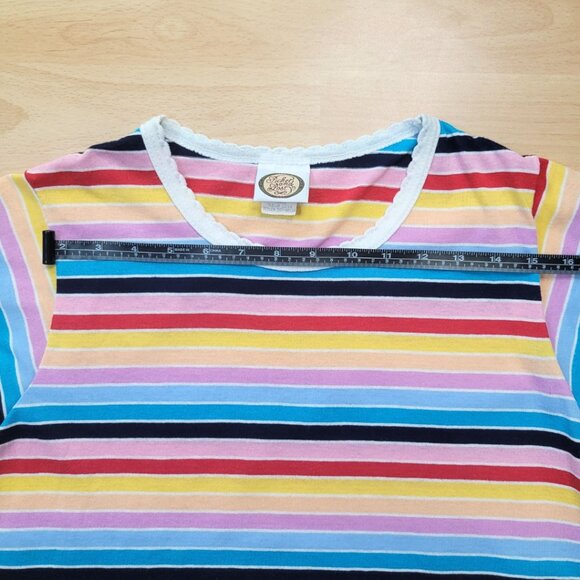 Picket and Post Colorful Striped Short Sleeve Top | Size: Medium - Picture 7 of 13